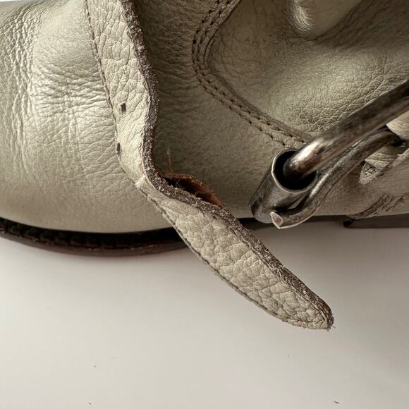 ASH Handmade Distressed Moto Buckle Slouch Grey White Ankle Boots EU37 US 6 - Picture 5 of 7